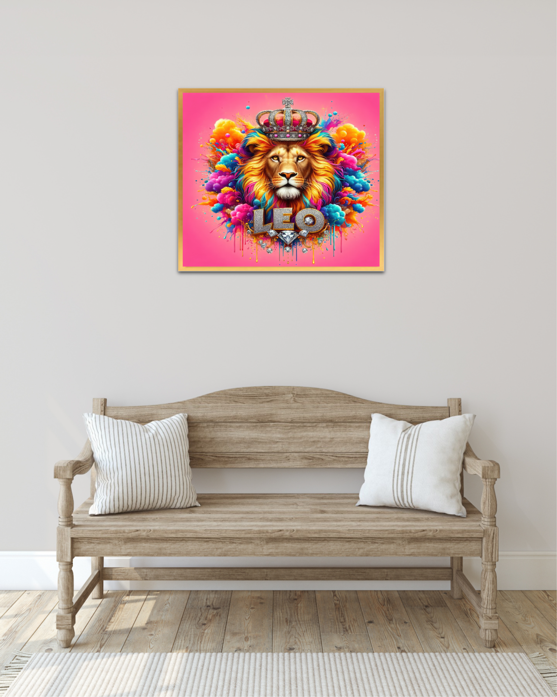 Vibrant Zodiac Leo Art Print, Majestic Lion Illustration, Digital Download, Astrological Wall Art, Printable Zodiac Decor