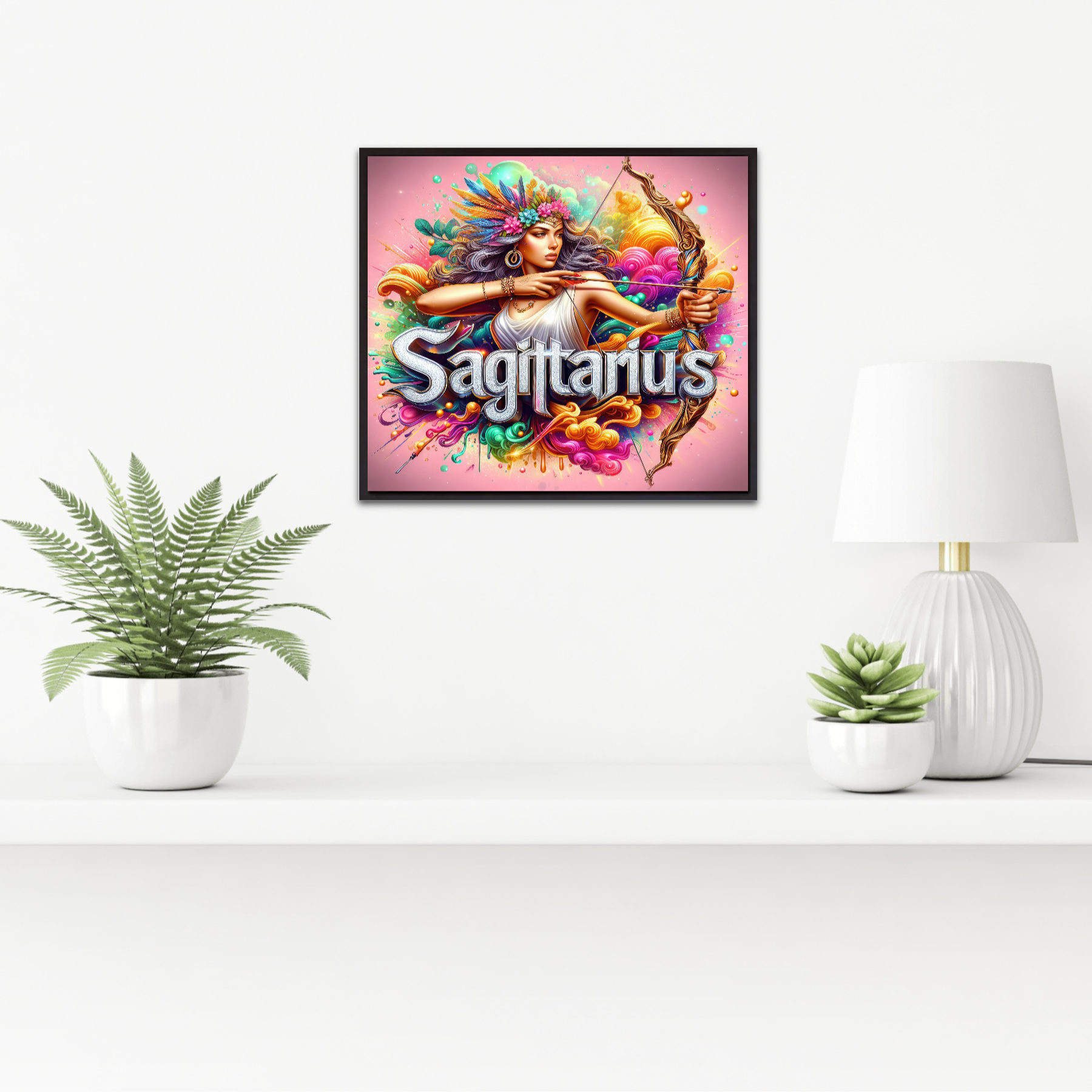 Vibrant Zodiac Sagittarius Art Print, Archer Woman Illustration, Digital Download, Astrological Wall Art, Printable Zodiac Decor