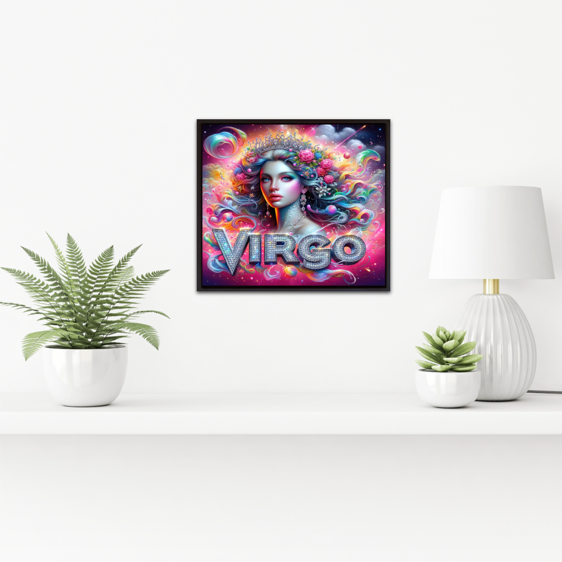 Vibrant Zodiac Virgo Art Print, Celestial Maiden Illustration, Digital Download, Astrological Wall Art, Printable Zodiac Decor