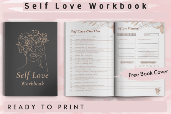 Self Love Workbook - Printable Self Love Workbook - Self Care Planner with Book Cover - Self Care Journal