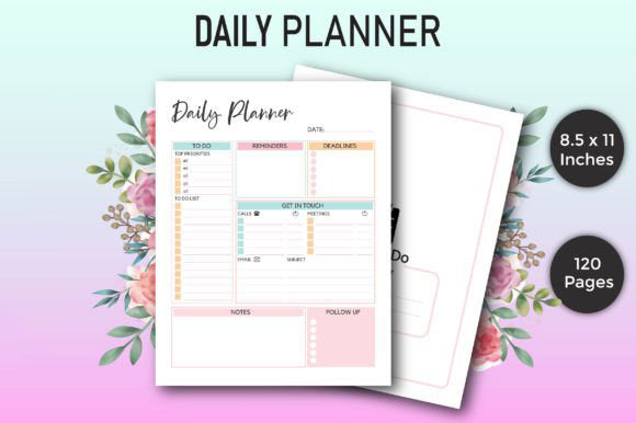 Daily Planner - Floral Daily Planner, Elegant & Practical To-Do Organizer for Productive Days