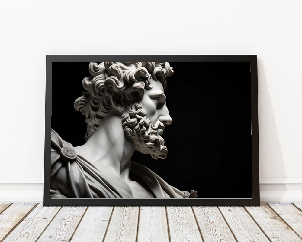 Classical Bust of Ancient Man Art Print, Black and White Sculpture, Timeless Decor, Digital Download, Historical Art, Printable Wall Art