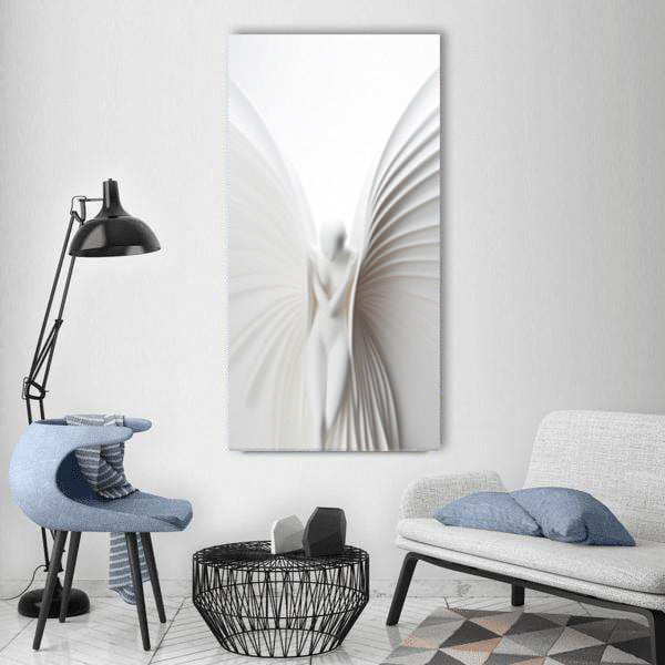 Elegant Angel Sculpture with Paper Wings, Minimalist Art Print, Modern Sculptural Art, Digital Download, Serene Decor, Printable Wall Art